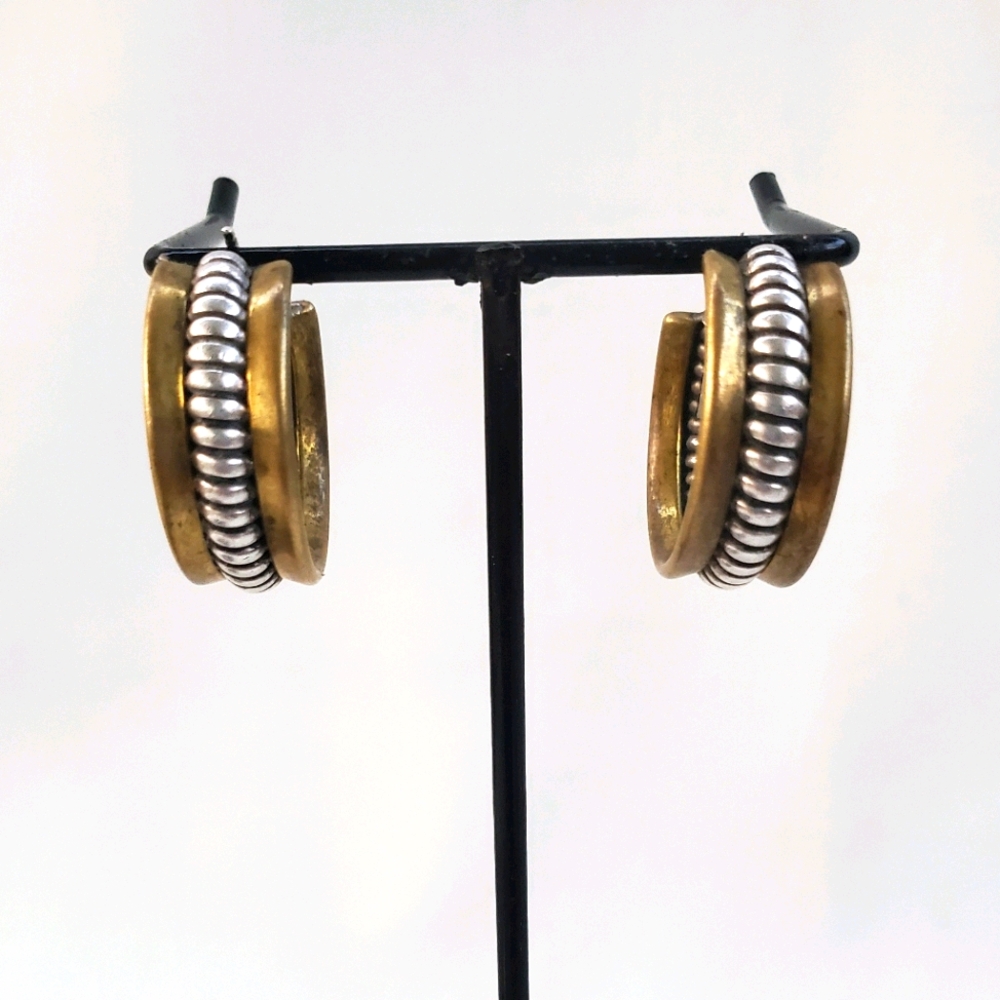 Silpada Retired P0382 Brass/Sterling Hoops